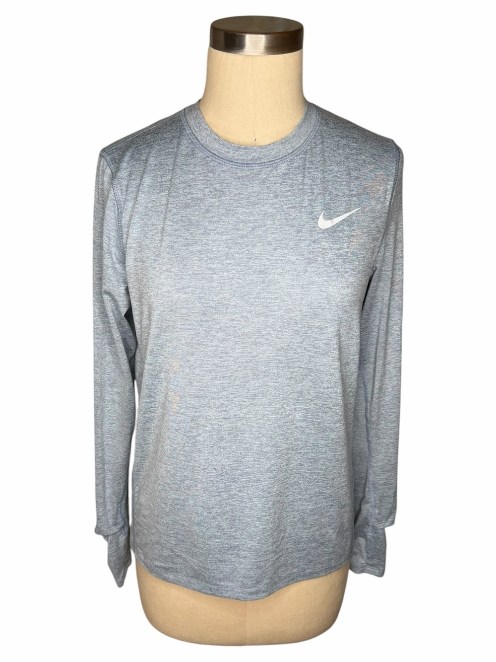 NIKE Element Gray Blue Long Sleeve Crew Neck Tee Women's Size Small‎ Running Gym